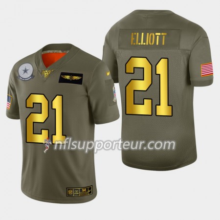 Maillot Homme Dallas Cowboys Ezekiel Elliott 21 Nike 2019 Salute to Service 100th